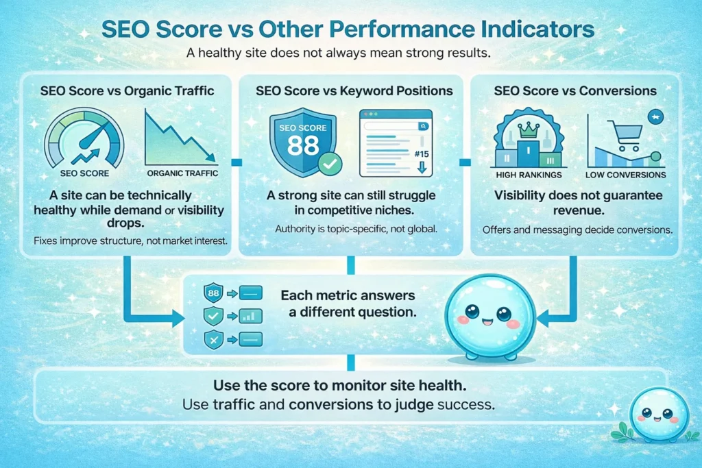 SEO score vs other performance indicators