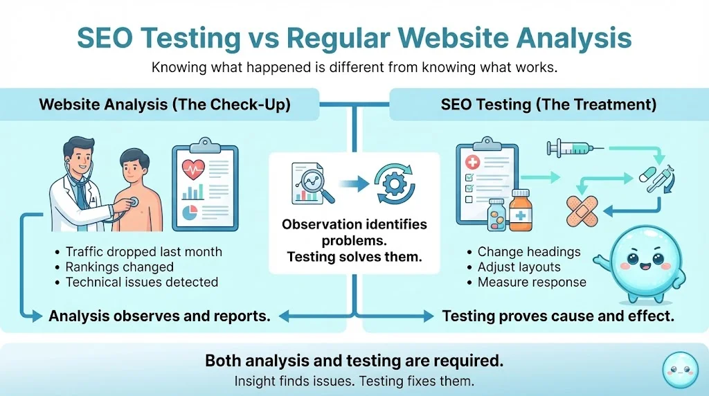 SEO Testing vs Regular Website Analysis
